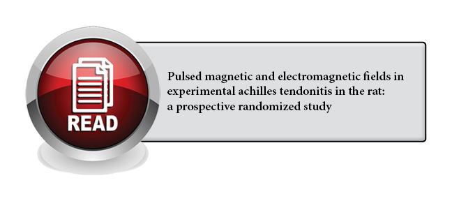 127 - Pulsed magnetic and electromagnetic fields in experimental achilles tendonitis in the rat: a prospective randomized study