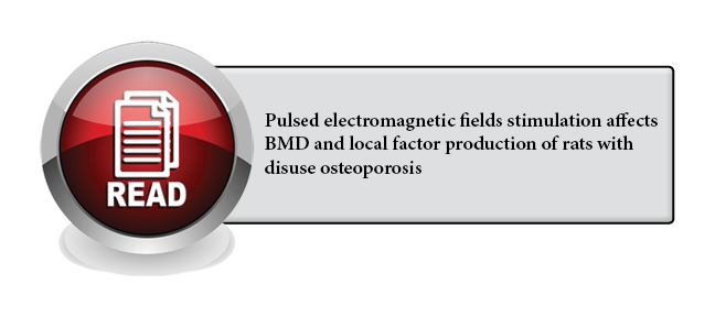 134 - Pulsed electromagnetic fields stimulation affects BMD and local factor production of rats with disuse osteoporosis